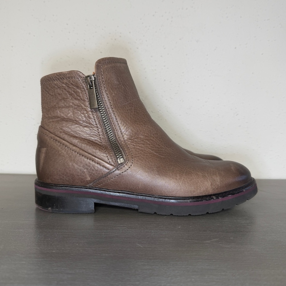 Samuel Hubbard Double Zip Boots Womens 7.5M Grey Tumbled Leather Taupe  Portugal